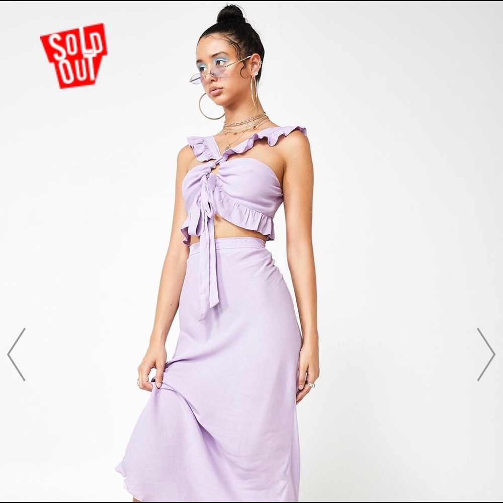 Dolls Kill Ruffle Crop Top Maxi Skirt Set